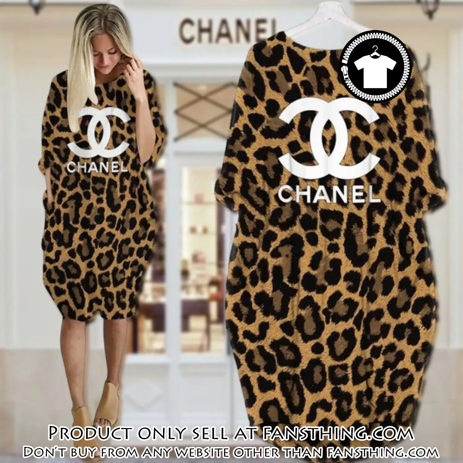 Chanel leopard batwing pocket dress luxury brand for women pd075 fst5927788